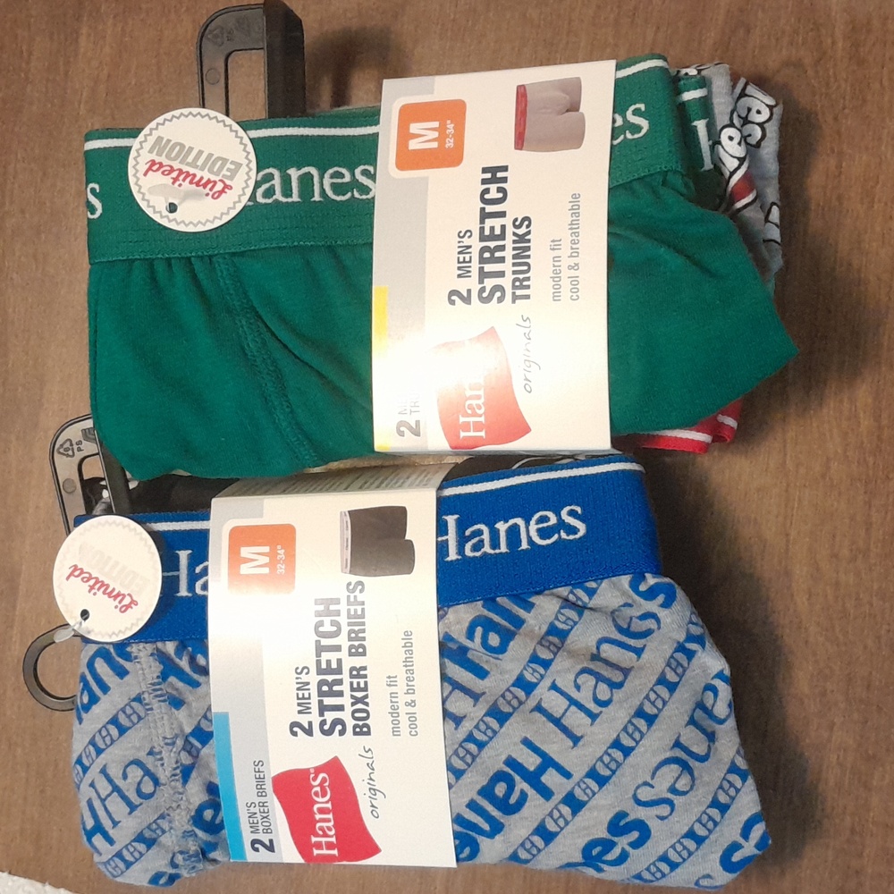 Hanes Men's Briefs/trunks. 2 packs. One pack Briefs,  one pack trunks. New!